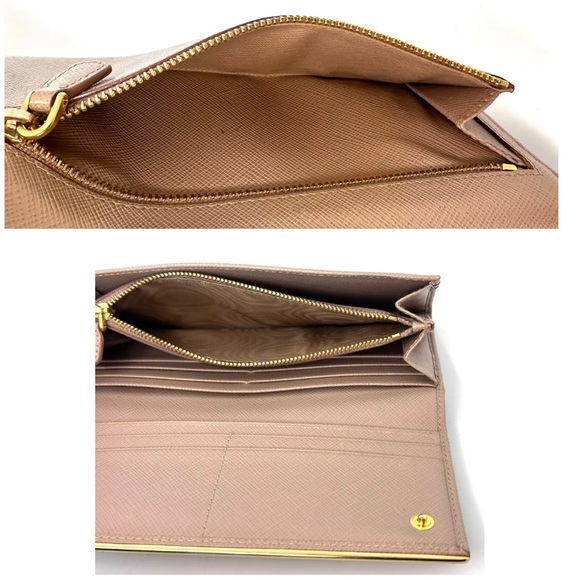 Prada Saffiano Metal Leather Wallet Crossbody Very Good Condition